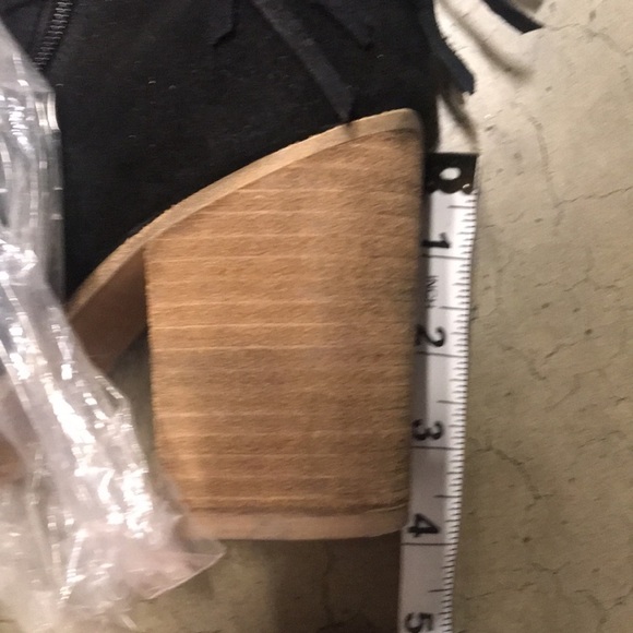 Aldo Black Suede Stacked Heel Fringe Boots size 8.5 - Picture 10 of 10